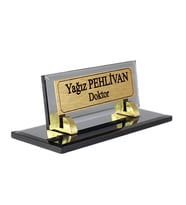 Kişiye Özel Tasarım Premium Cam Masaüstü İsimlik - Yönetici İsimlik – Ofis Masaüstü İsimlik - Masalık