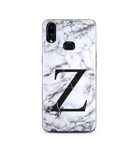 Samsung A10s Beyaz Mermer Harf Tasarımlı Telefon Kılıfı Z-Harfi 