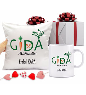 Gıda Mühendisi Bardağı ve Yastığı Hediye Seti (Model 1)