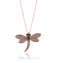 Gümüş Zirkon Taşlı " Tek Taş Yusufçuk " Tasarım kolye (Rose)