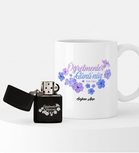 BK Gift Kişiye Özel Öğretmenler Günü Temalı Çakmak ve Kupa Seti - 3