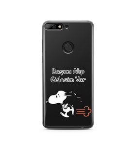 Snoopy Tasarımlı Süper Şeffaf Silikon Telefon Kılıfı Huawei Y7 2018