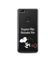 Snoopy Tasarımlı Süper Şeffaf Silikon Telefon Kılıfı Huawei Y7 2018