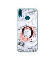 Mermer Çiçekli Harf Tasarım Süper Şeffaf Silikon Telefon Kılıfı Huawei Y9 2019 Q