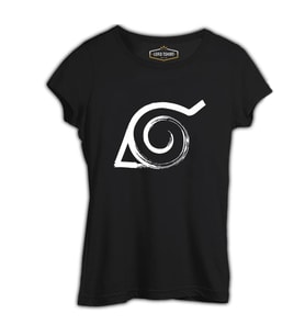 Naruto - Logo Siyah Kadın Tshirt