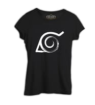 Naruto - Logo Siyah Kadın Tshirt