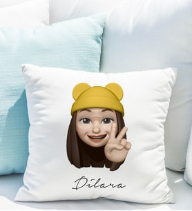 Emoji Kız Stiker Yastığı Kişiye Özel
