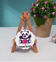 Sevimli Panda Tasarımlı Kişiye Özel Panda Ahşap Anahtarlık