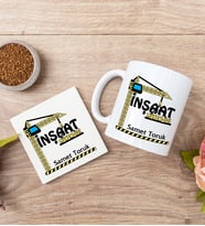 İnşaat Mühendisi Beyaz Kupa Bardak Ve Bardak Altlığı Seti