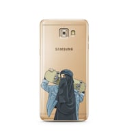 Kaykay Kız Tasarım Süper Şeffaf Silikon Telefon Kılıfı Samsung C7 Pro 
