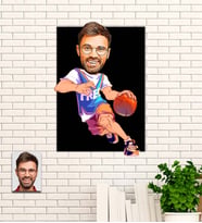 Kişiye Özel  Basketbolcu Hediye Karikatürlü Uv Baskılı Ahşap Tablo