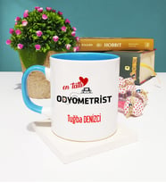 Mesajlı Odyometrist Tasarımlı Kişiye Özel Odyometrist Kupa Bardak Mavi