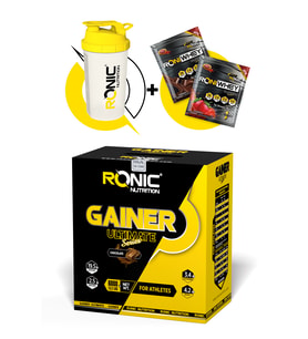 Ronic Nutrition Gainer Ultimate 6000 G Kilo Almaya Yardımcı Karbonhidrat Tozu + Shaker ve 2 Adet Tek Kullanımlık Whey Protein Hediye