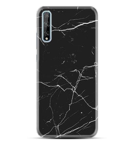 Kılıfland Huawei P Smart S Kılıf Silikon Resimli Kapak Siyah Koyu Mermer Stok 1299