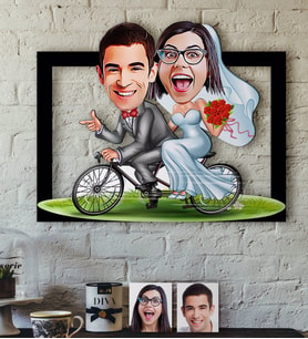 BK Gift Kişiye Özel Evleniyoruz Karikatürlü 3D Ahşap Tablo-3
