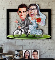 BK Gift Kişiye Özel Evleniyoruz Karikatürlü 3D Ahşap Tablo-3