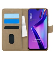 Microsonic Oppo A12 Kılıf Fabric Book Wallet Gold
