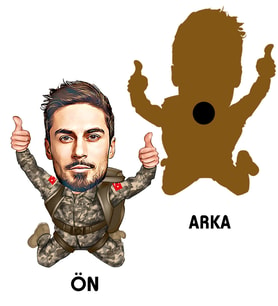 Kişiye Özel Asker Karikatürlü Ahşap Magnet Bay-2