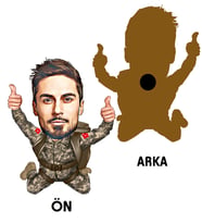 Kişiye Özel Asker Karikatürlü Ahşap Magnet Bay-2