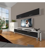 Decoraktiv Ekoflex 6y Slm Krom Ayaklı Tv Ünitesi Tv Sehpası (Beyaz-Siyah)