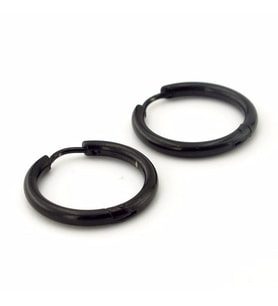 YUVARLAK HATLI BÜYÜK HALKA 21mm  SİYAH ÇELİK KÜPE E757
