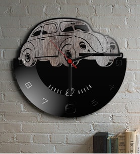 BK Gift Kişiye Özel Retro Beetle Tasarımlı Ahşap Duvar Saati Model 32