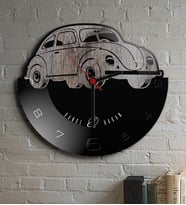 BK Gift Kişiye Özel Retro Beetle Tasarımlı Ahşap Duvar Saati Model 32