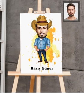 Kişiye Özel Erkek Karikatürlü  Ahşap Tablo 30x47 Model-5