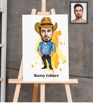 Kişiye Özel Erkek Karikatürlü  Ahşap Tablo 30x47 Model-5
