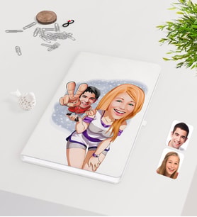 BK Gift Kişiye Özel Sevgililer Karikatürlü Beyaz Defter-30