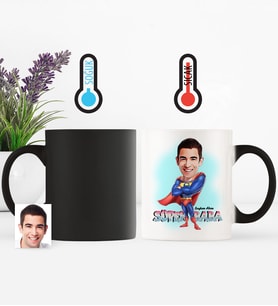 BK Gift Kişiye Özel Süper Baba Karikatür Sihirli Kupa Bardak  1
