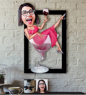 BK Gift Kişiye Özel Bayan Karikatürlü 3D Ahşap Tablo-22