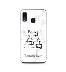 Samsung A30 Beyaz Mermer Söz Tasarımlı Telefon Kılıfı