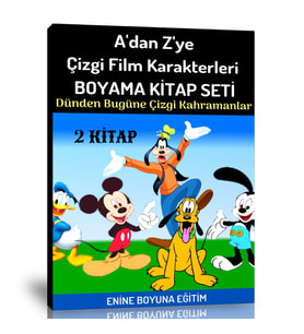 A’dan Z’ye Çizgi Film Karakterleri Boyama Kitap Seti (2 Kitap)
