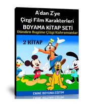 A’dan Z’ye Çizgi Film Karakterleri Boyama Kitap Seti (2 Kitap)