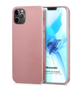 Microsonic Matte Silicone Apple iPhone 12 Pro Max Kılıf Rose Gold