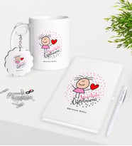 BK Gift Kişiye Özel Anaokulu Öğretmeni Kupa Anahtarlık Beyaz Defter Kalem Hediye Seti-5 (Model 1)