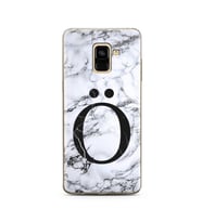 Samsung A8 Plus Beyaz Mermer Harf Tasarımlı Telefon Kılıfı Ö-Harfi 