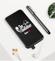 BK Gift Kişiye Özel The Godfather Siyah 5000 mAh Powerbank ve Kalem Seti (Model 1)