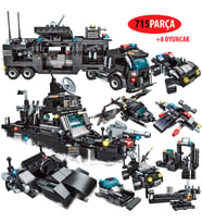 Mi Toys 715 Parça Swat Komuta Tırı Eğitici Lego Block Oyuncak Seti (Karışık)