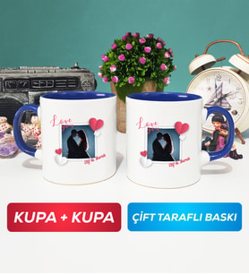 İkili Sevgiliye Sevgililer Günü Hediyesi 7 Kupa Bardak Lacivert