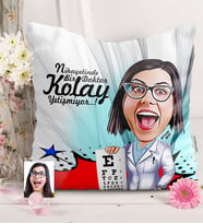 BK Gift Kişiye Özel Bayan Göz Doktoru Karikatürlü  Yastık  1