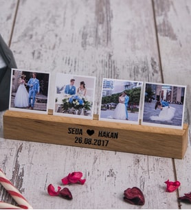 Sevgiliye Hediye Dört Fotoğraflı Ahşap Stand