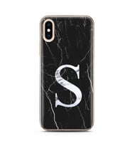 Iphone Xs Siyah Mermer Harf Tasarımlı Telefon Kılıfı S-Harfi 