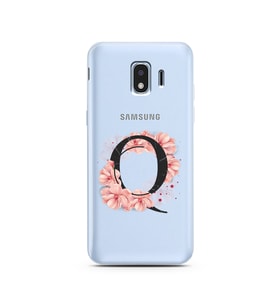 Pembe Çiçekli Harf Tasarım Süper Şeffaf Silikon Telefon Kılıfı Samsung J2 Pro (2