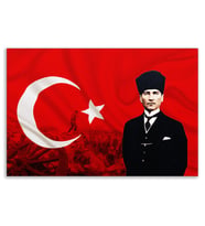 ''Güner Ofis''  Atatürk Tablosu Deri Üzerine Kanvas Tablo 80x130