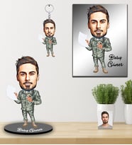 Kişiye Özel Asker Karikatürlü 3 lü Hediye Seti Bay-3