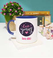 Love Yourself Tasarımlı Kişiye Özel Kupa Bardak Lacivert
