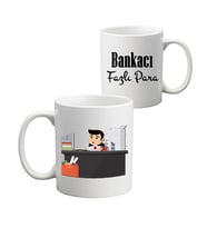 Erkek Bankacıya Hediye İsim Baskılı Kişiye Özel Kupa Bardak