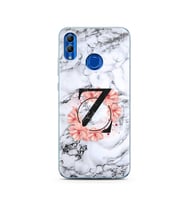 Mermer Çiçekli Harf Tasarım Süper Şeffaf Silikon Telefon Kılıfı Huawei Honor 10 